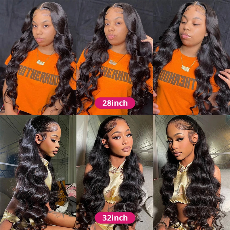 32 34 36 Inch Long Body Wave 13x4 Transparent Lace Full Frontal Wigs - 图片 6